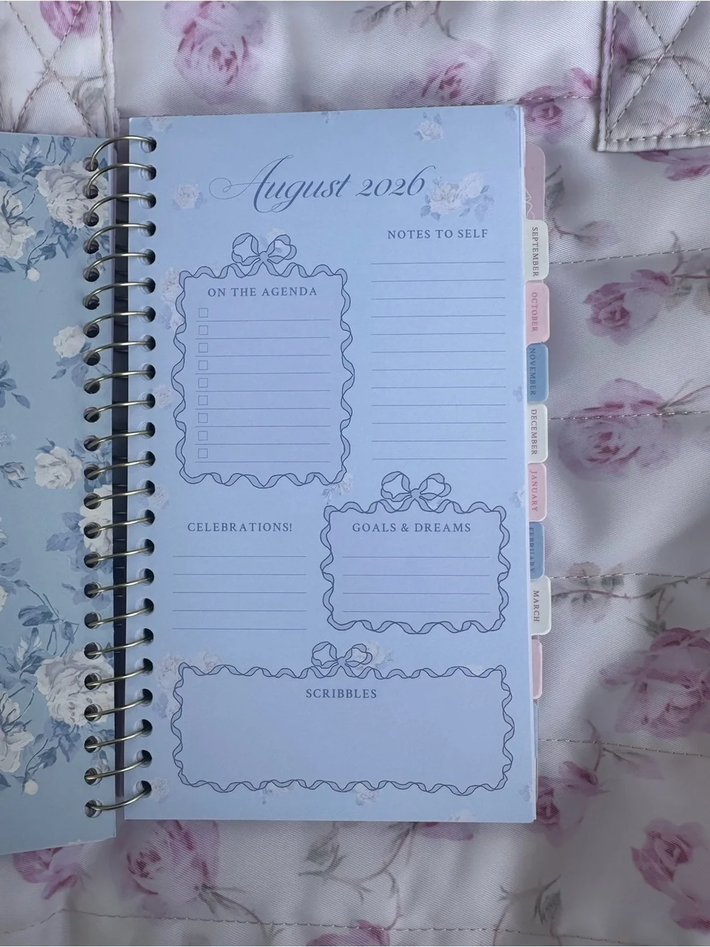 LoveShackFancy Light Blue Floral Student Planner 5